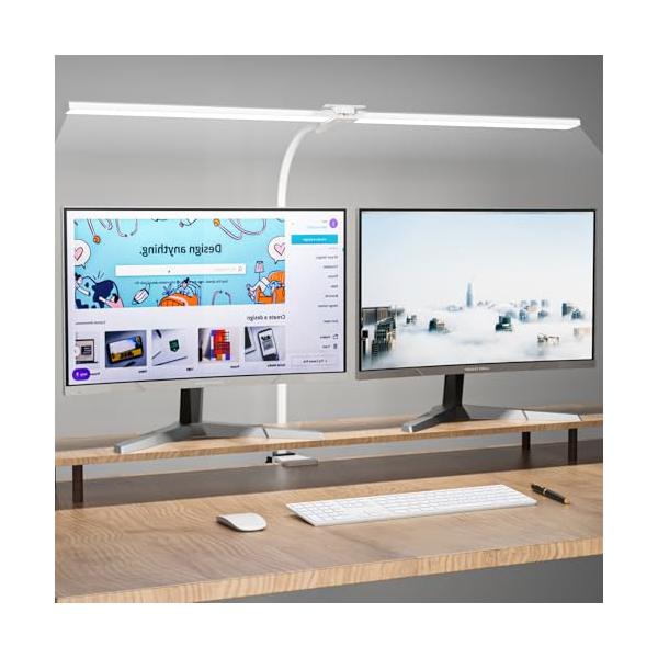 モダンホワイト/80cm/WBE038-80・Color:ホワイト・パッケージ個数:1・?ダブル光源・1800lm超高輝度・広い照射面積LED卓上ライト全光束は1800lm、ダブル光源、０°~180°角度調整可、光源幅約40cm、ダブル光源...