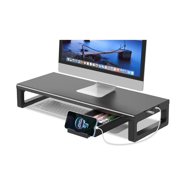 モニター台 USB付き-ブラック/-/-・Color:モニター台 USB付き-ブラック・3つのUSBポートと2つの充電ポート：EAYHM ディスプレイ 台には、1つのUSB3.0ポートと2つのUSB2.0ポートがあります。 USBケーブル（...