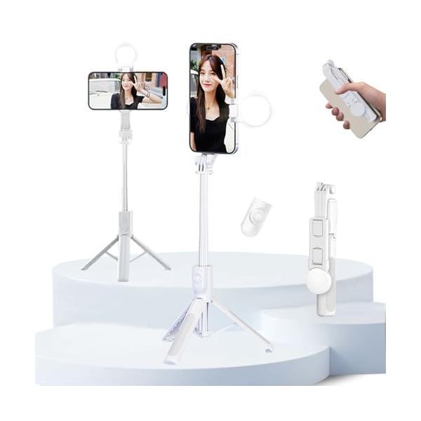 ホワイト/-/-・Color:ホワイト・LEDライト付き自撮り棒シーンに応じて3色に調整できる充電式LEDライトを搭載、充電ケーブルが付属しており。付属のフィルインライトを使えば、夜間や薄暗い環境でも美しい美肌効果を演出でき、より見栄えの良...