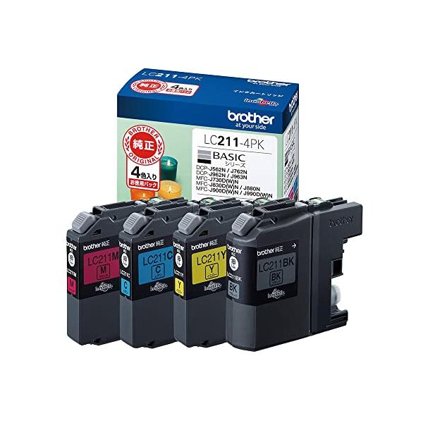 他サイト： ブラザー純正 ブラザー工業(Brother Industries) インクカートリッジ4色パック(エコパッケージ) LC211-4PK-E 対応の商品画像