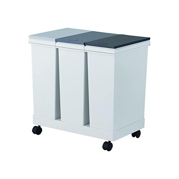 他サイト： アスベル フタ付きゴミ箱 EC横型3分別ワゴン たっぷり容量 60L 黒 小物入れに使える A6895の商品画像
