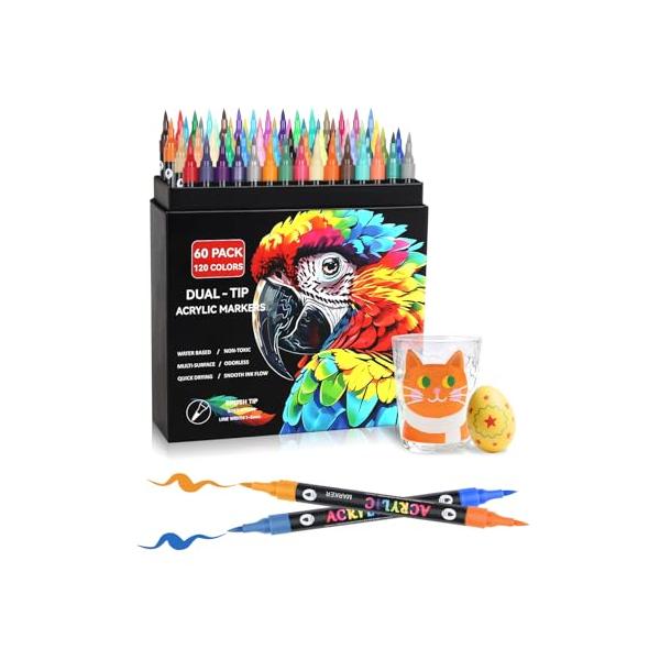 アクリルマーカーペン セット 120色60本 カラーペン 水性 毒性無し