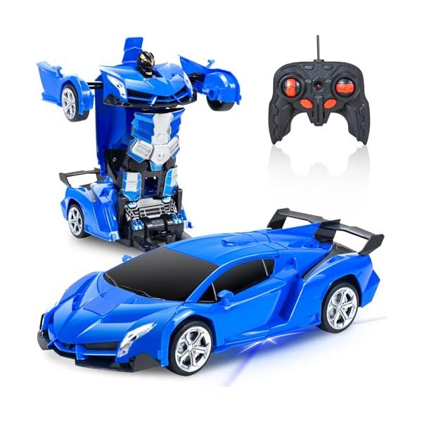 ブルーブルー(新)/-/-・Style:ブルー・『ロボットに変換できる』このおもちゃはRCカーだけでなく、多機能ロボットおもちゃでもあります。40mHz赤外線リモコンを操作して、1つのボタンでラジコンカーはロボットに変身できます！小回りも効...