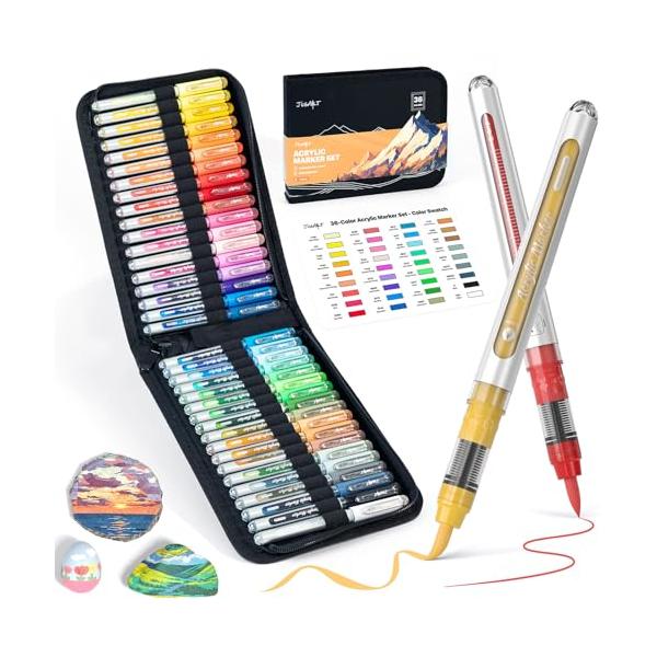 JusArt アクリルマーカーペン 72色セット 水性 キラキラ 太字 Amazon | JusArt アクリルマーカーペン 72色セット 水性 キラキラ 太字