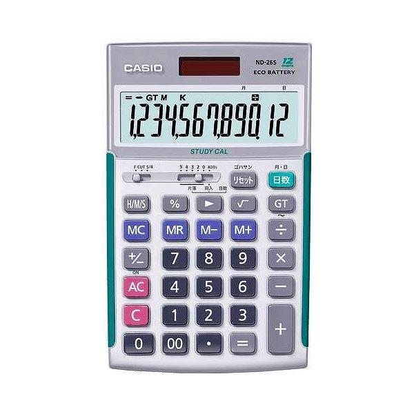 他サイト： CASIO製 ＮＤ-２６Ｓ　プロ用実務電卓（ソフトケース付）　（日本電卓技能検定協会推奨電卓、簿記検定推奨品）の商品画像