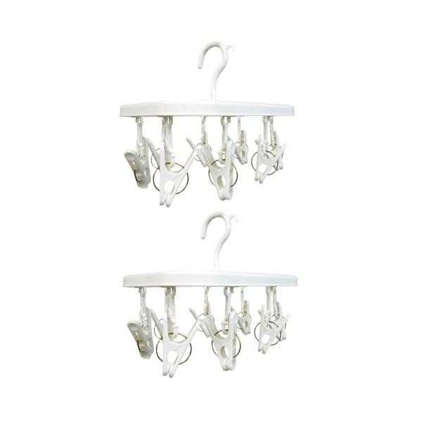 他サイト： オーエ 洗濯 物干し ホワイト 縦14.5×横20×高さ17cm ハンガー HOS ミニハンガー ホワイト 8ピンチ 2個セットの商品画像