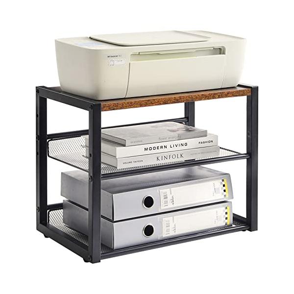 調節茶色+ブラック/-/-・Color:茶色+ブラック・? 多機能デスクトップ収納:このプリンター台は、家庭のオフィスだけでなく、キッチンの食器や電子レンジ、浴室の洗面用品、またはリビングでアクセサリーや植物を置くこともできます。 あなたは...