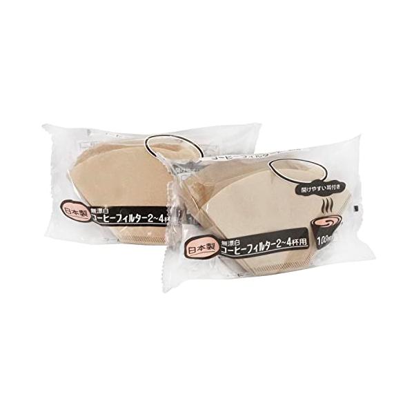 岡部(Okabe) コーヒー フィルター 2〜4杯用 日本製 台形 ドリッパー 専用 無漂白 ブラウン 開けやすい 耳付き 100枚 2個 パッ