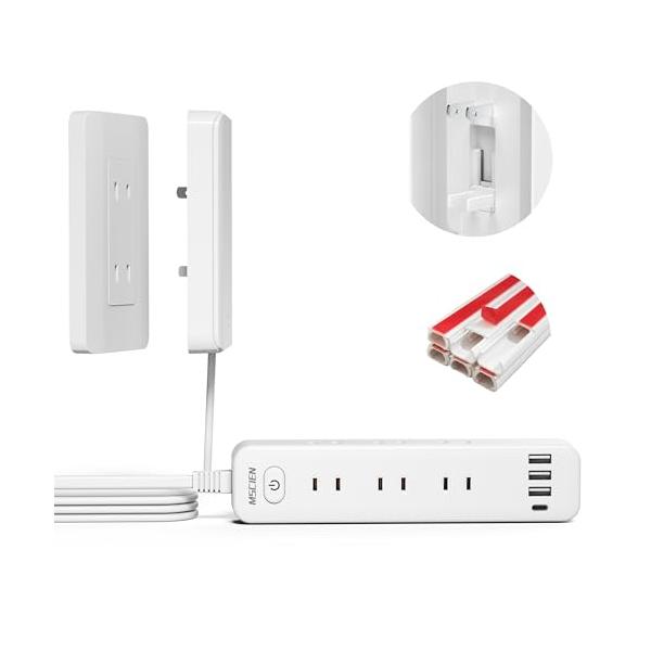 -/-/YP4802C・隠しコンセントカバー電源タップ 薄型カバーの設計を採用し、壁面にすっきりと密着させて設置できる「見せないコンセント」として機能します。さらに、配線整理に適した貼り付け式ケーブルチューブを備えており、「コンセント隠し」...