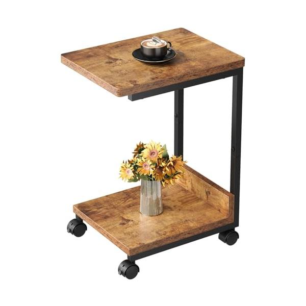 ベッドサイドテーブルピンテージ/収納袋なし/-・Size:収納袋なしColor:ピンテージ・コ字型テーブルサイドテーブル キャスター付きはコ字型、ソファやベッドの下のスペースに入れ、隙間に差し込んでも使えます。ソファのサイドテーブルやリビン...