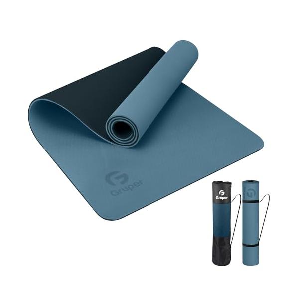 Gruper ヨガマット 6mm エクササイズマット フィットネスマット トレーニングマットTPEリング保護素材 軽量 耐久性 肌に優しい 両面