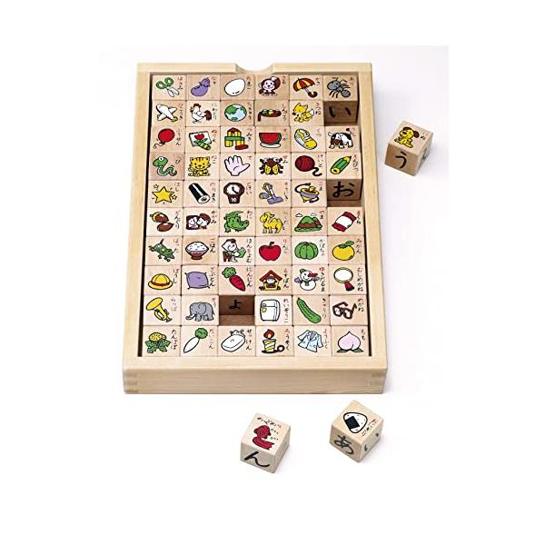 現行モデル-/-/WB-32・「ひらがなさいごろつみき」の2023年リニューアル商品です。・立方体のつみきの５面にひらがなが、残りの1面にイラストとことばが印刷されているひらがなつみきです。お子さまのことばの世界を大きく広げます。・同じひら...