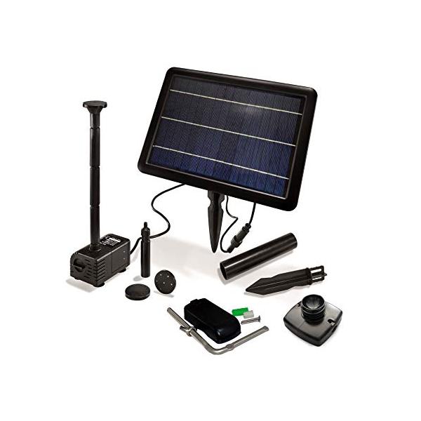 曇天に強い! GWSOLAR ハイブリット・ソーラーポンプ 5W太陽光パネル 小池・お庭噴水 観賞用。ニッケル水素内蔵蓄電池、フル充電で約5.5