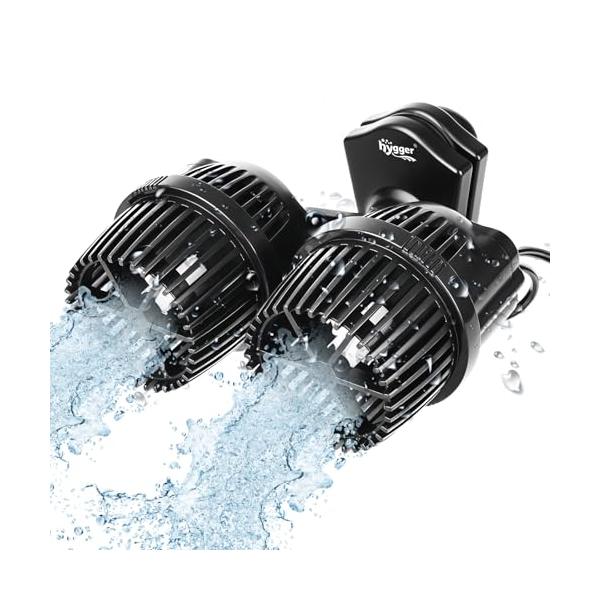 水中ブラック/5W/HG020-JP・Size:5W・強力水流hyggerの水流ポンプはダブルヘッド設計を採用しており、単一ヘッドの流量は約4000L/Hです。そのため、ポンプ全体の流量は約8000L/Hです。約150?416Lの水槽に最適...