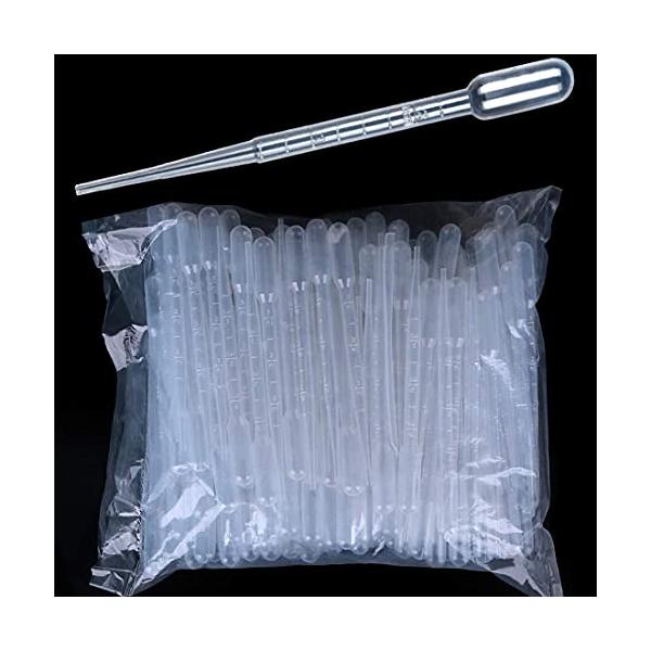 他サイト： スポイト ピペット プラスチック製 2mL 100本 ロング 目盛り付き 使い捨て 科学実験用 自由研究用 透明ピペットの商品画像
