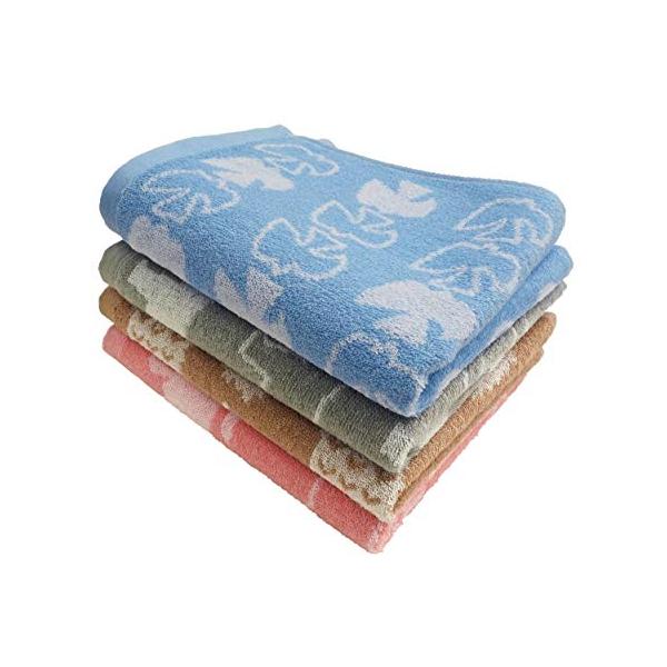 他サイト： Kosugizen フェイスタオル 北欧アニマル 4色(4柄)各1枚入 34×80cm 北欧調のアニマルモチーフ ほどよいボリューム感 4枚セットの商品画像