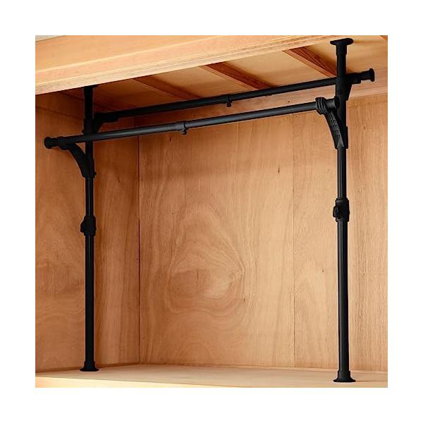 他サイト： [山善] 押し入れ ハンガーラック 全体耐荷重60kg 伸縮 (幅73-120×奥行35×高さ88-124cm) 突っ張り ワンタッチで設置 組立品の商品画像
