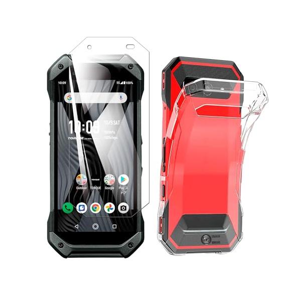 1枚ガラスフィルム+TPU シリコン ケースFor TORQUE 5G KYG01 用のフィルム 硬度9H 気泡ゼロ 飛散防止 高感度 衝撃吸収