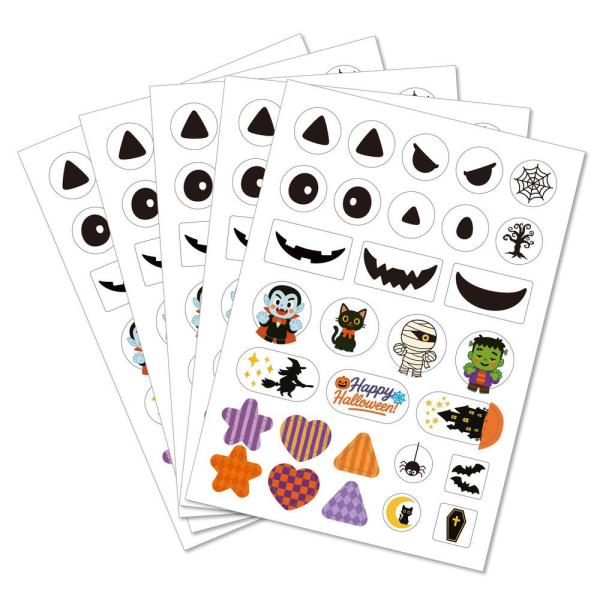 （まとめ買い）アーテック 透明デコシール ハロウィンかぼちゃ 5枚組 59045 〔×5セット〕 〔ホビー・工作用品〕