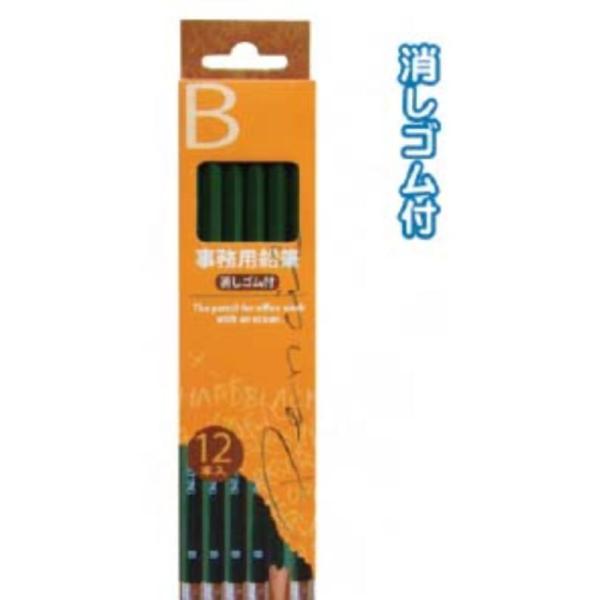 B事務用鉛筆消しゴム付12本入 まとめ買い12個セット 32-775 : キリー