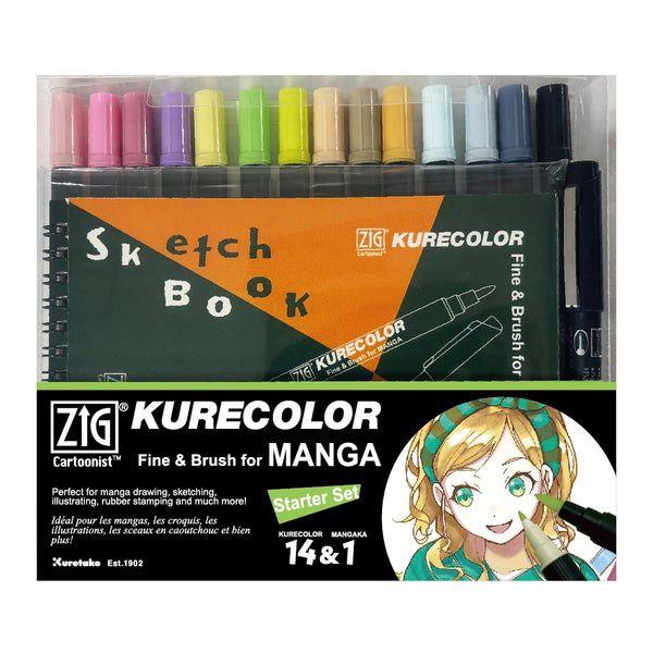 （まとめ買い）呉竹 ZIGクレカラー ファイン&ブラッシュ スターターセット CNKC-2200N/15VS 〔×3〕