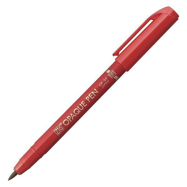 （まとめ買い）呉竹 ジグ オペークペン 軟筆タイプ 線幅1〜5mm BR OP-55 〔12本セット〕