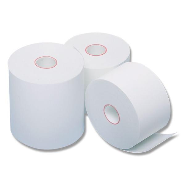 感熱紙用レジスター用紙。コアレスタイプ(ゴミが出ない芯なしのレジペーパーです)。　　型番：007332920　サイズ：幅58×直径70mm／長さ：55m　材質：感熱紙　パッケージサイズ：70×325×70mm　　[ レジスターロール レジロ...