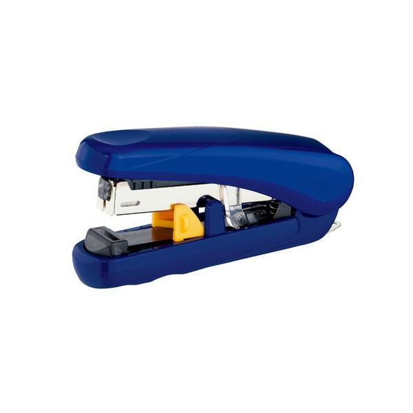 奥行きナビで美しく効率的にとじる!奥行きナビ付なので一定の奥行でとじられます。最初の1本がムダにならないムダなし装てん機構　　●小型ホッチキス　●フラットクリンチ　●使用針:No.10　●とじ枚数:約20枚　●装填本数:100本　●色:ブル...