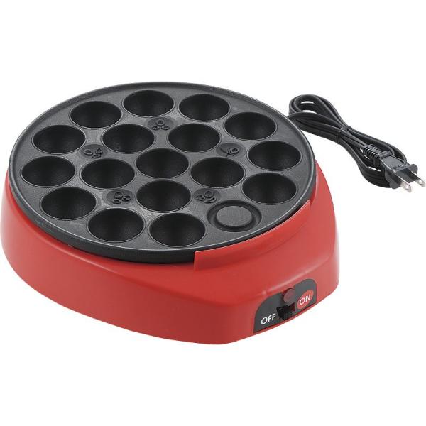 5種類のかわいい表情のたこ焼きが焼けます。プレートは、お手入れ簡単でたこ焼きを返しやすいフッ素樹脂加工！　　【セット内容】コードの長さ：1.4m、消費電力：650W　【商品サイズ】23.5×26×6.8cm　【箱サイズ】26.5×24×7c...