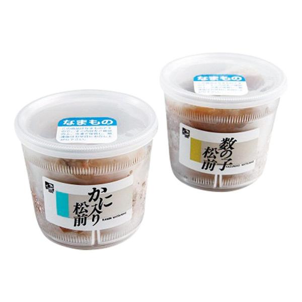 昆布とイカで仕上げた北海道の郷土料理「松前漬」に数の子を加えた「数の子松前漬」とカニを入れた「かに入松前漬け」のセットです。　　【セット内容】数の子松前漬（300g）・かに入り松前漬（300g）×各1　【賞味期間】冷凍6ヶ月　【アレルゲン】...