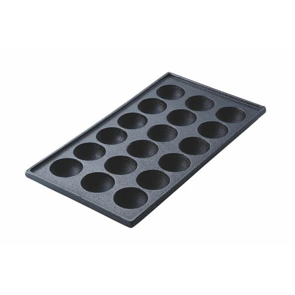 本格的鉄鋳物製たこ焼き鍋<br><br>規格:18穴<br>縦×横/穴径×深さ:345×190mm/φ48×25mm<br>材質:鉄鋳物<br><br>※画像は代表画像...