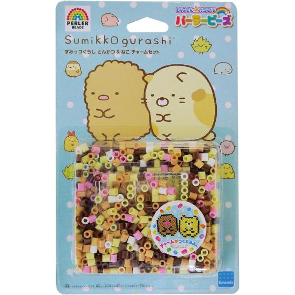 【すみっコぐらし とんかつ＆ねこ】のビーズアートが作れるオールインワンセット。　作ったあとはチャームにできちゃう！透明プレートを重ねて遊べるイメージシート（下絵みほん）付き。　かわいいビーズアートがカンタンお手軽に、楽しく作れます。ボールチ...
