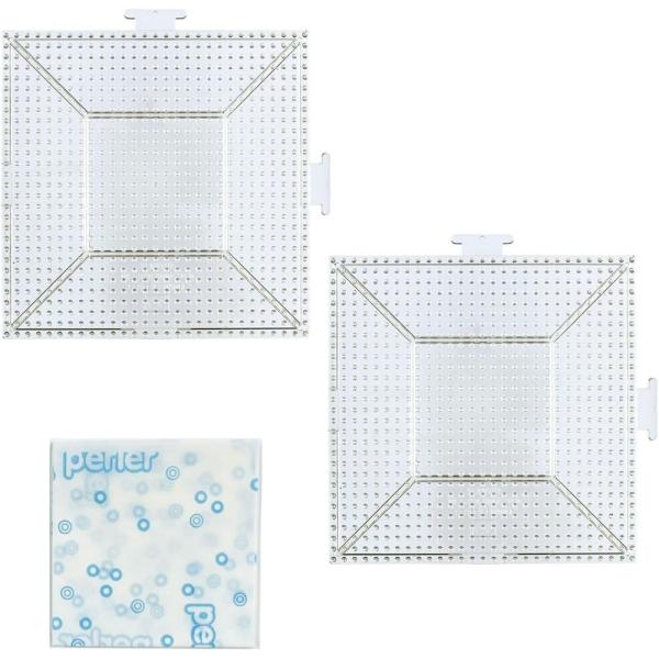 他サイト： メール便発送 カワダ パーラービーズ プレートセット L 四角形(透明) 5才以上 アイロンビーズ ホビー 80-30026の商品画像