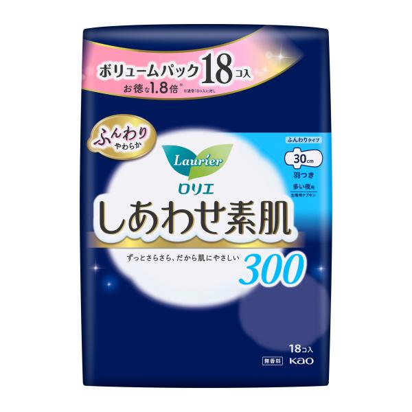花王 ロリエ しあわせ素肌 ボリュームパック 多い夜用３０cm 羽つき 10個入り×1個1注文8個(1ケース)まで