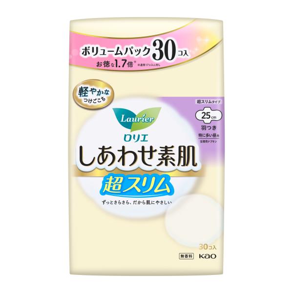 花王 ロリエ しあわせ素肌 ボリュームパック 超スリム 特に多い昼２５cm羽つき 17個入り×1個1注文8個(1ケース)まで