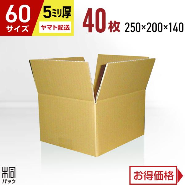 【60サイズ ダンボール箱 5ミリ厚】■サイズ（縦×横×高さ　単位：mm）外寸：250×200×140　　内寸：245×195×130■材質・色・重量C5AF(5ミリ厚)・両面クラフト色(茶色)・約160g■製造元自社製造（日本製）■商品説...