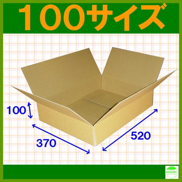 ダンボール箱100サイズ薄型(段ボール箱)10枚 便利線入り(外寸：520×370 