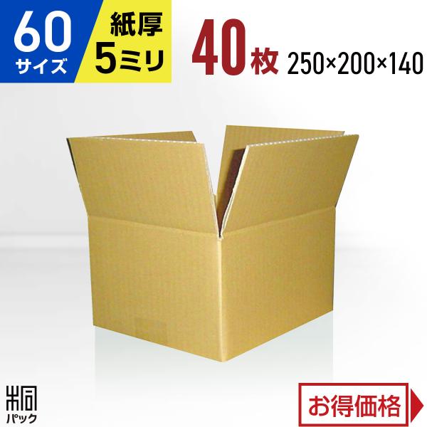 段ボール  ダンボール箱 60サイズ  国産 40枚セット 丈夫 小型ケース 宅配 通販 梱包用 ゆうパック