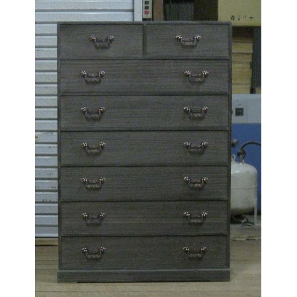 桐箪笥7段引き出し たんすタンス チェスト 桐 整理 総桐帯箪笥7段8杯・時代仕上・全段