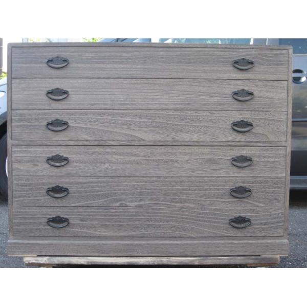 たんすタンス整理チェスト着物収納 総桐整理箪笥6段・時代仕上げ 製造