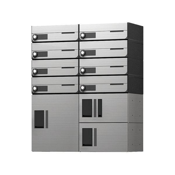 ナスタ 宅配ボックス プチ宅+ポスト組み合わせ例 8戸用 前入れ前出し