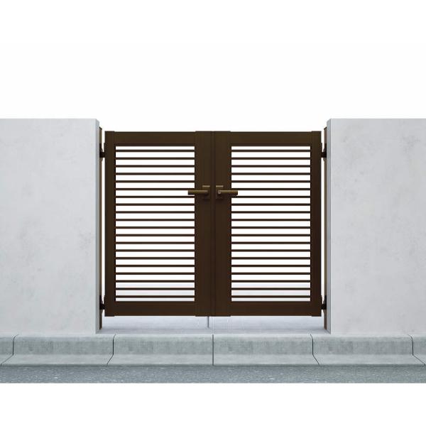 YKKAP シンプレオ門扉YB2型 両開き 門柱仕様 07-12 HME-V-YB2 『横（粗）格子デザイン』