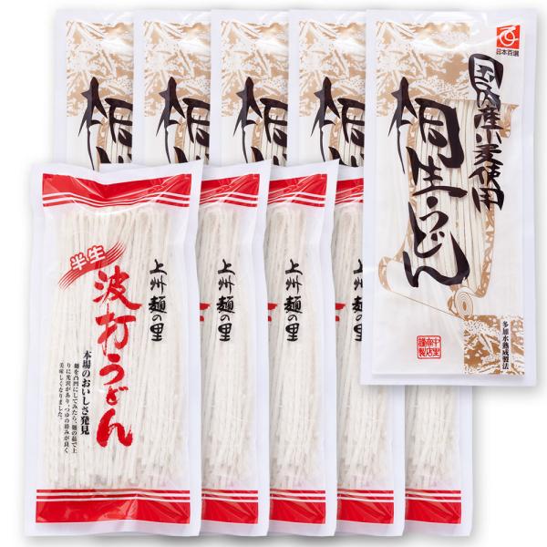 桐生うどん と 波打ちうどん セット（半生）10袋（各5袋）詰め合わせ　約20〜25人前 うどん 群馬 贈答品 ギフト 爆買