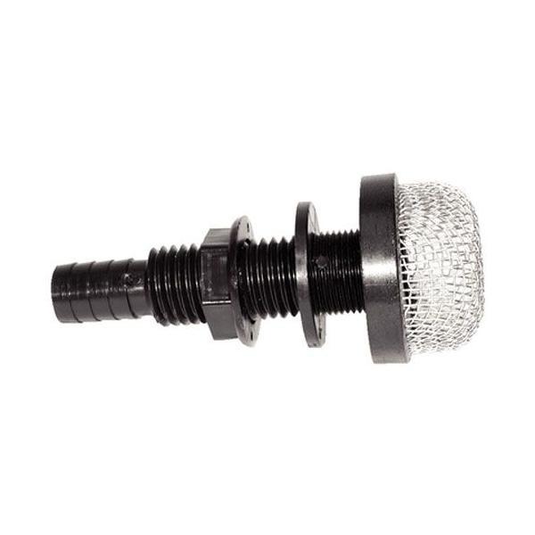 商品コード：110203ストレーナー取り付け専用フィッティングです。先端のねじ部分へストレーナー(771347)を取り付けします。※ストレーナーは付属しています◆適合ホース径：19mm◆全長：101mm◆ストレーナー：付属