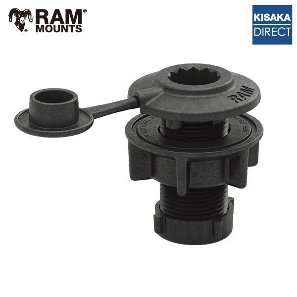 商品コード：181142スウィベルポストタイプのRAMマウントパーツを挿して使用するスプラインポストベースです。本モデルはポスト差込穴は貫通しており水が抜ける構造です。2インチ(約50mm)までの厚さの箇所に穴あけしてベース本体と付属ナット...