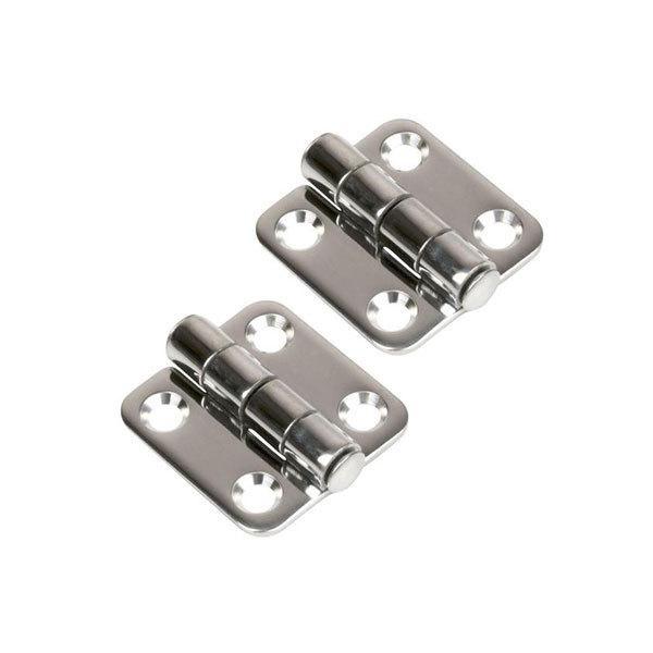 商品コード：315801ステンレス製のヒンジです。(2個入り)　耐蝕性に優れた304ステンレスを使用しています。◆販売単位:2個1セット◆寸法:全長35mm × 全幅40.5 × 全高10mm(プレート厚み2mm)◆取付ネジ穴径:5mm ×...