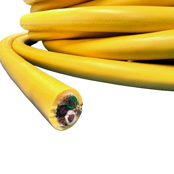 商品コード：72359630A-125Vケーブル (AWG 10ゲージ)外径:17.0mm 黄色ジャケット３芯(緑・黒・白)耐熱:105° UL規格 認定品 耐塩使用ケーブル◆サイズ : 太さ＝17.0mm x 長さ＝1m単位 切り売り(注...