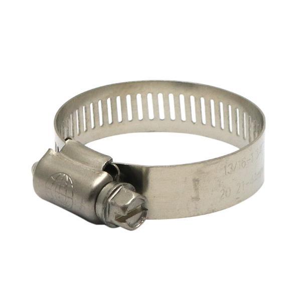 商品コード：923387ステンレス製のホースクランプです。◆適合ホース外径範囲： 21〜44mm◆幅： 12.7mm（1/2インチ）◆HEX (-)5/16インチ◆材質： ステンレス