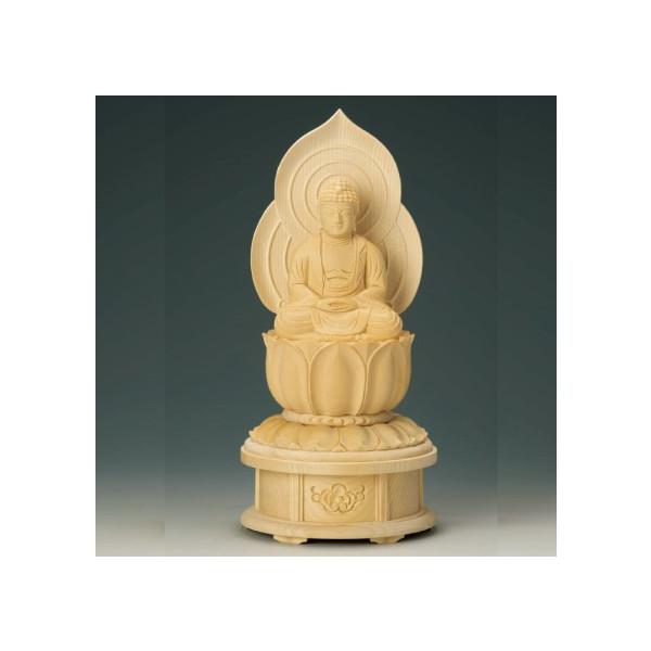 仏教美術　桧彫刻　釈迦如来座像　仏像　蓮華台　C　8982 仏教美術 桧彫刻 釈迦如来座像 仏像 蓮華台 C 8982 仏像】 座釈迦2.0