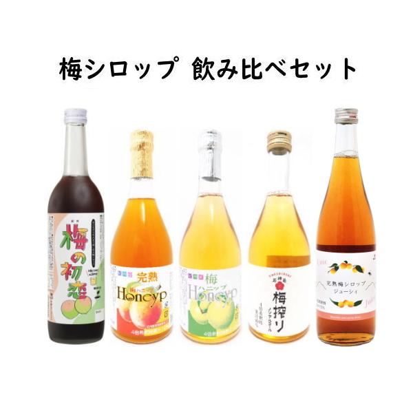梅シロップ 飲み比べセット 梅の初恋 梅ハニップ 完熟 梅ハニップ 梅搾り 完熟梅シロップ ジューシィ 合計5本 和歌山県 紀州 中野BC プラム食品 石神邑 中田食品